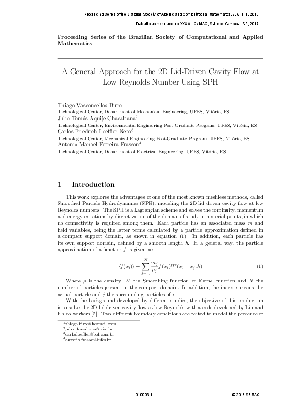 (PDF) A General Approach for the 2D Lid-Driven Cavity Flow at Low ...