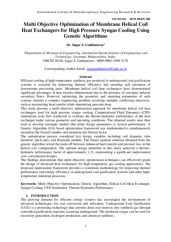 (PDF) Multi Objective Optimization of Membrane Helical Coil Heat ...