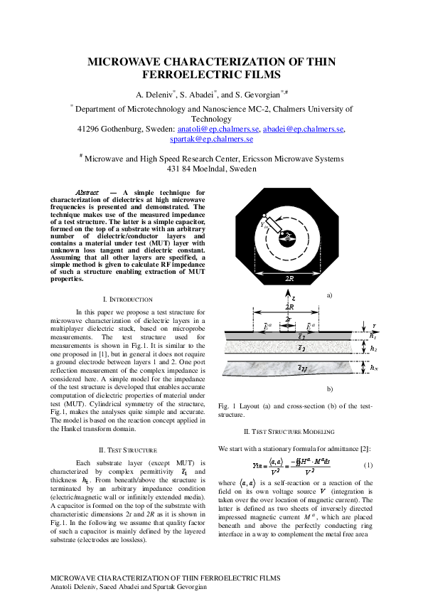 (PDF) Microwave Characterization of Thin Ferroelectric Films