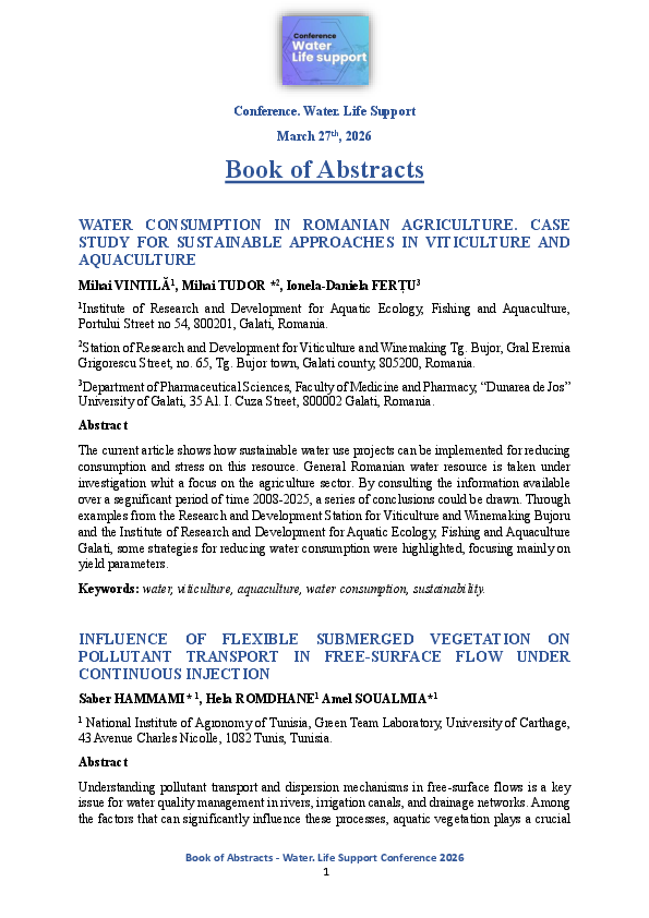 (PDF) Water. Life Support 2026. Conference - Book of Abstracts