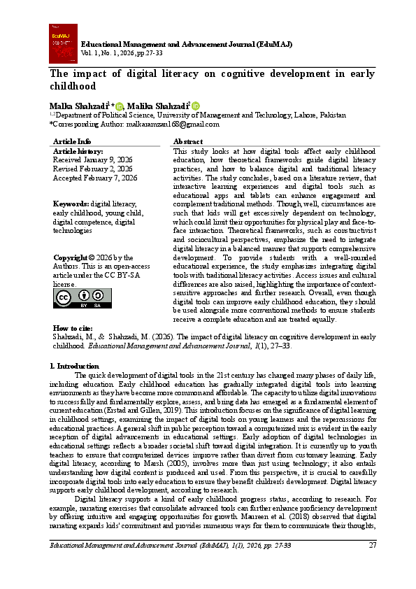 (PDF) The impact of digital literacy on cognitive development in early ...