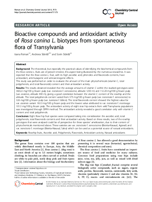 (PDF) Bioactive compounds and antioxidant activity of Rosa canina L ...