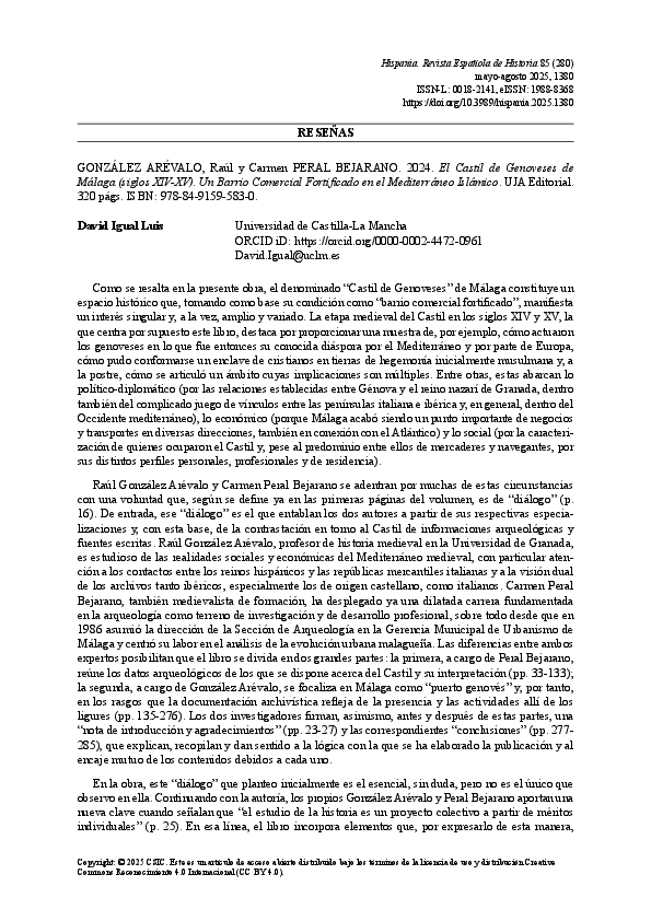 (PDF) Review Hispania Castil de Genoveses