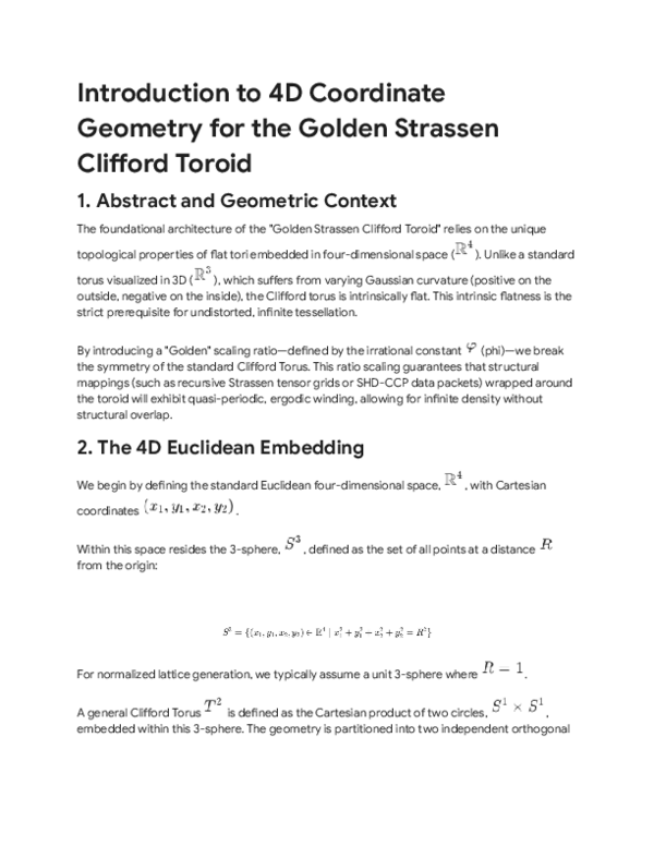 (PDF) Introduction to 4D Coordinate Geometry for the Golden Strassen