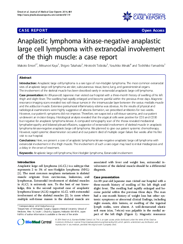 (PDF) Anaplastic lymphoma kinase-negative anaplastic large cell ...