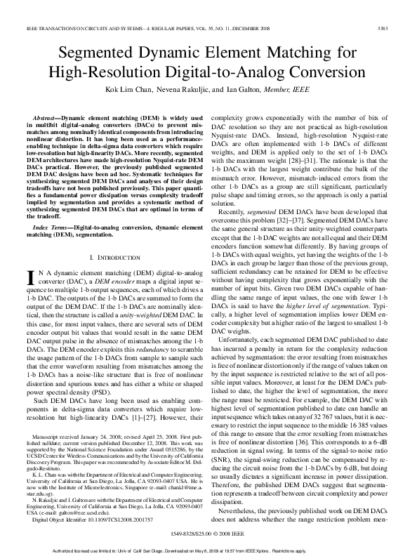 (PDF) Segmented Dynamic Element Matching for High-Resolution Digital-to ...