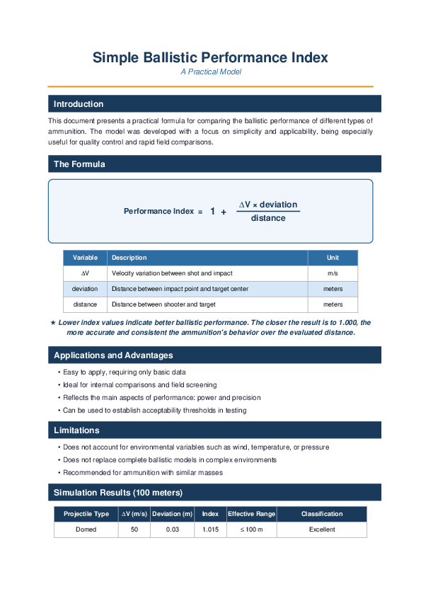 (PDF) Simple Ballistic Performance Index