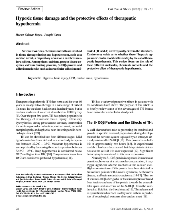 (PDF) Hypoxic tissue damage and the protective effects of therapeutic ...