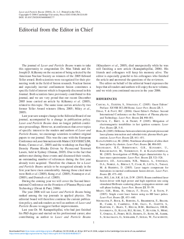 (PDF) Editorial from Editor-in-Chief