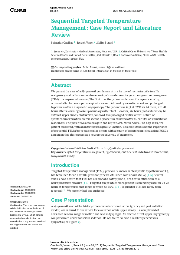 (PDF) Sequential Targeted Temperature Management: Case Report and ...