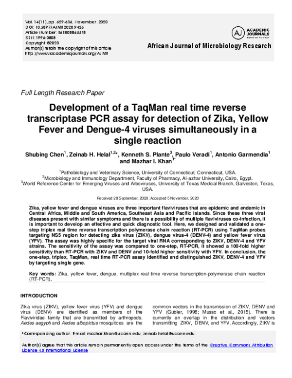 (PDF) Development of a TaqMan real time reverse transcriptase PCR assay ...