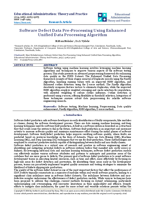 (PDF) Software Defect Data Pre-Processing Using Enhanced Unified Data ...