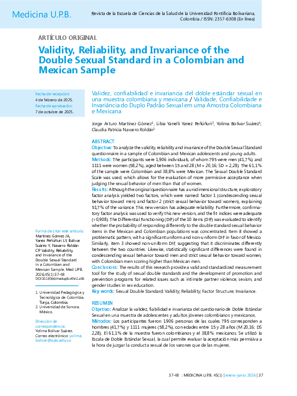 (PDF) Validity, Reliability, and Invariance of the Double Sexual ...