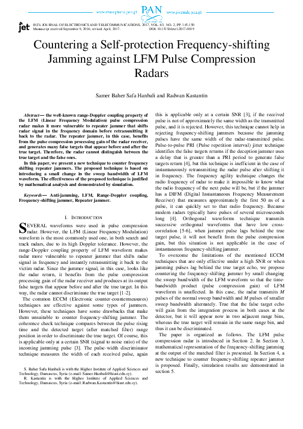 (PDF) Countering a Self-protection Frequency-shifting Jamming against ...
