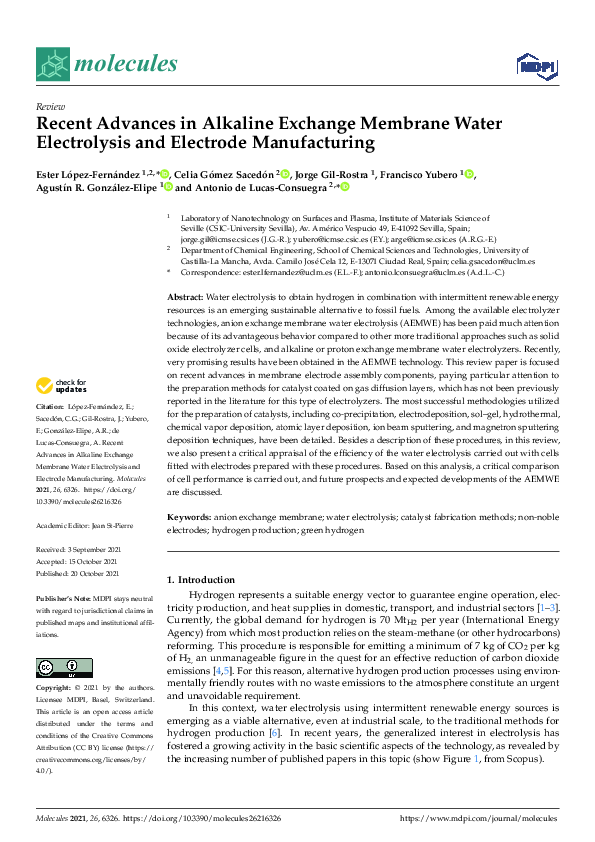 (PDF) Recent Advances in Alkaline Exchange Membrane Water Electrolysis ...