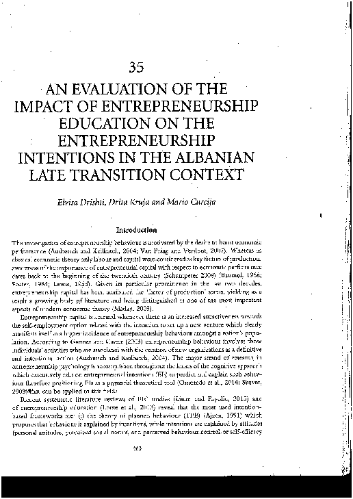 (PDF) An evaluation of the impact of entrepreneurship education on the ...