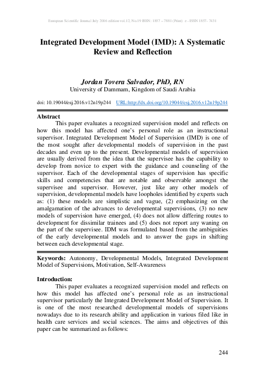 (PDF) Integrated Development Model (IMD): A Systematic Review and ...