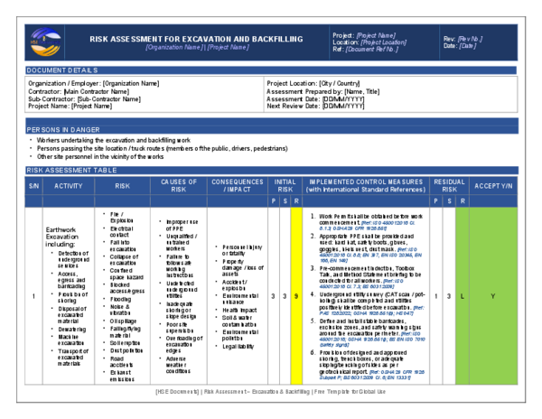 (PDF) RISK ASSESSMENT FOR EXCAVATION AND BACKFILLING