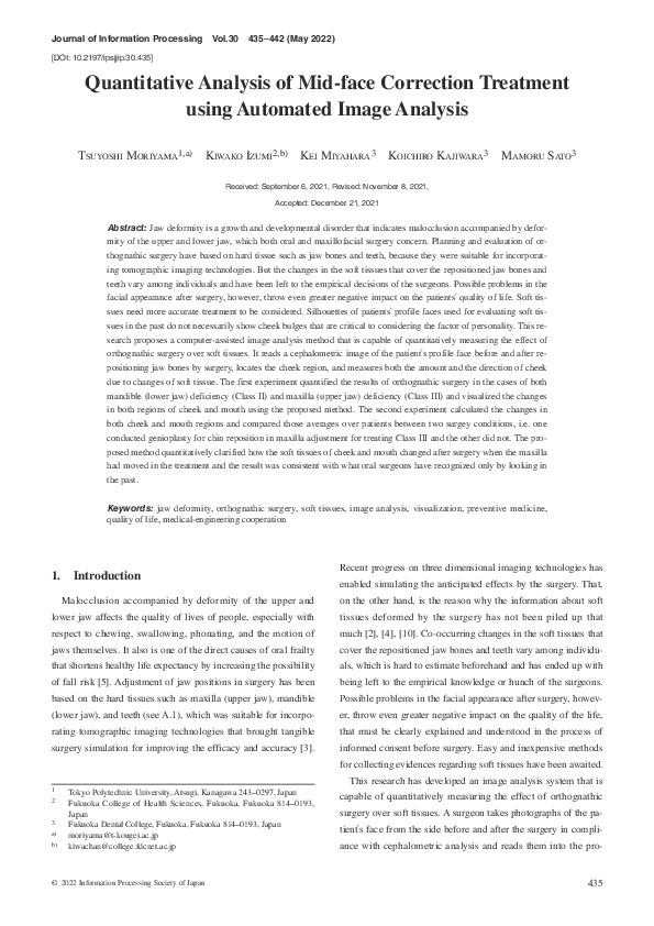 (PDF) Quantitative Analysis of Mid-face Correction Treatment using ...