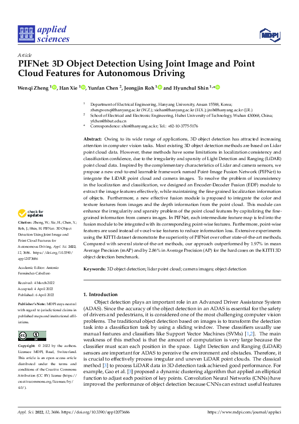 (PDF) PIFNet: 3D Object Detection Using Joint Image and Point Cloud ...