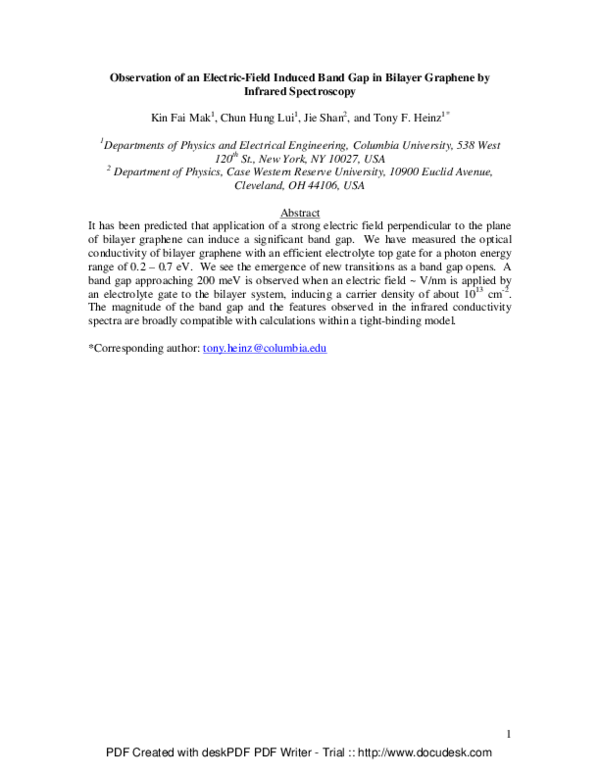 (PDF) Observation of an Electric-Field-Induced Band Gap in Bilayer ...
