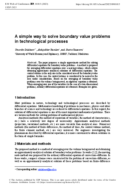 (PDF) A simple way to solve boundary value problems in technological ...