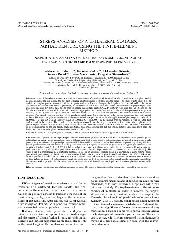(PDF) Stress analysis of a unilateral complex partial denture using the ...