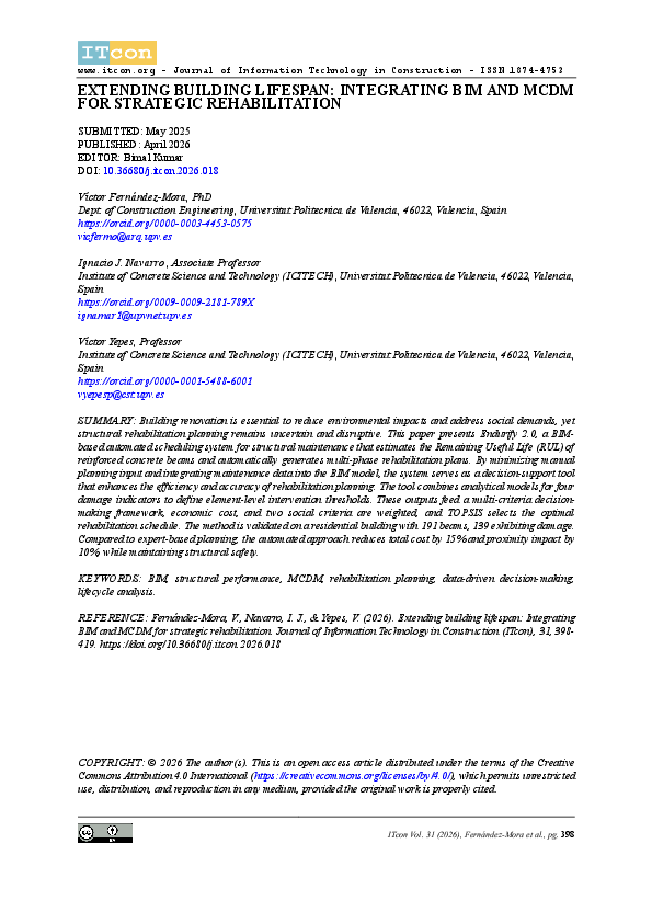 (PDF) EXTENDING BUILDING LIFESPAN: INTEGRATING BIM AND MCDM FOR ...