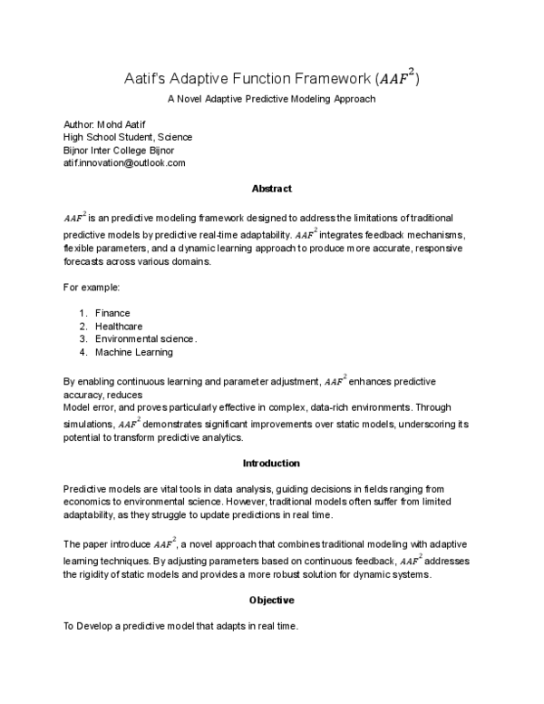 (PDF) Aatif's Adaptive Function Framework