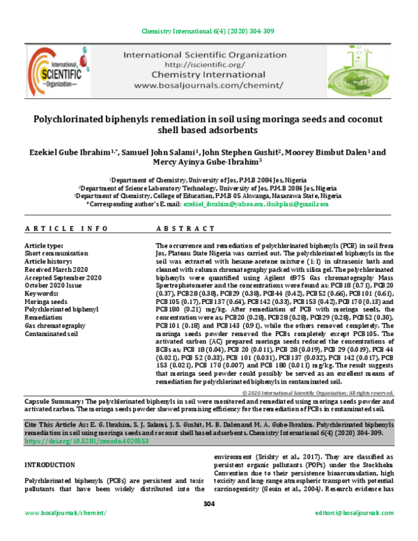(PDF) Polychlorinated biphenyls remediation in soil using moringa seeds ...