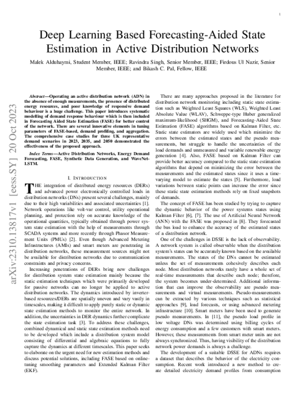 (PDF) Deep Learning Based Forecasting-Aided State Estimation in Active ...