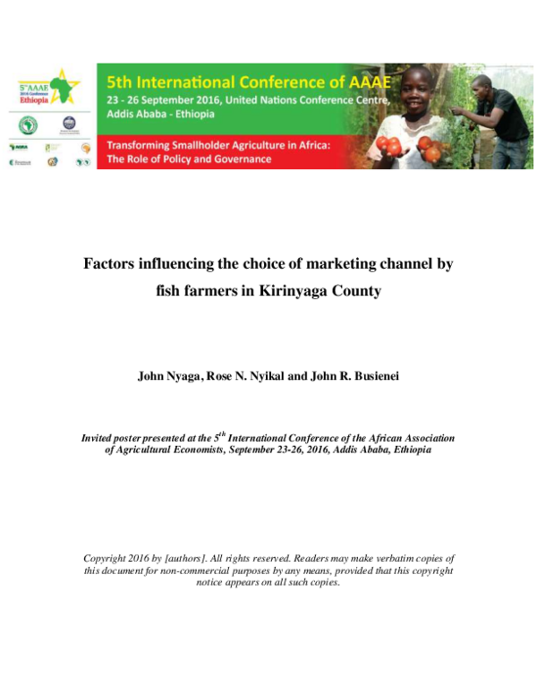 (PDF) Factors influencing the choice of marketing channel by fish ...