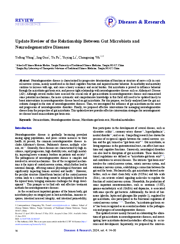 (PDF) Update Review of the Relationship Between Gut Microbiota and ...