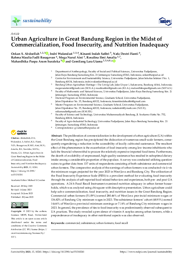(PDF) Urban Agriculture in Great Bandung Region in the Midst of ...
