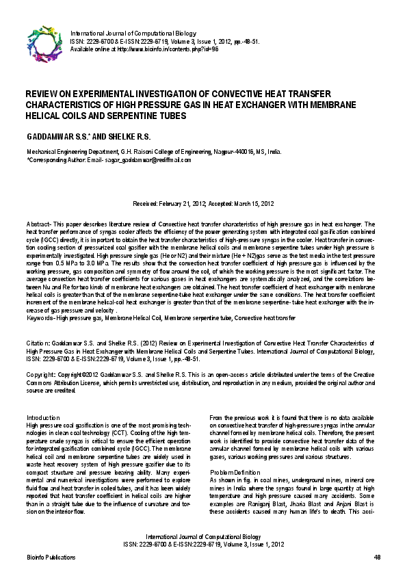 (PDF) REVIEW ON EXPERIMENTAL INVESTIGATION OF CONVECTIVE HEAT TRANSFER ...