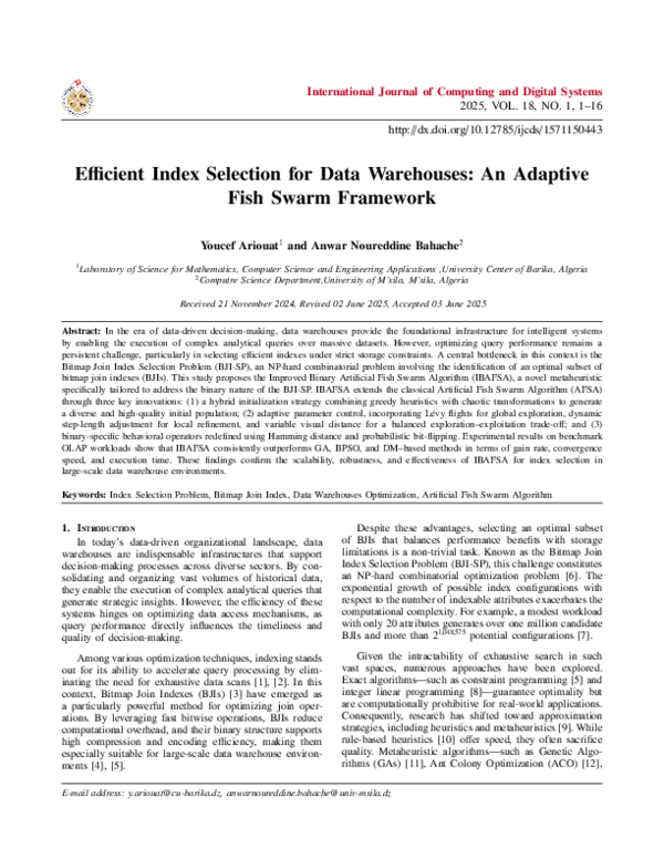 (PDF) Efficient Index Selection for Data Warehouses: An Adaptive Fish ...