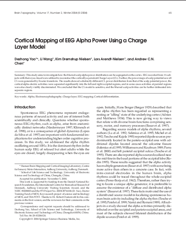 (PDF) Cortical Mapping of EEG Alpha Power Using a Charge Layer Model