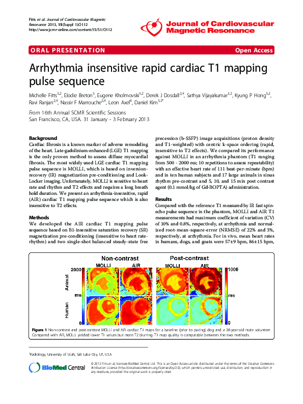 (PDF) Arrhythmia insensitive rapid cardiac T1 mapping pulse sequence