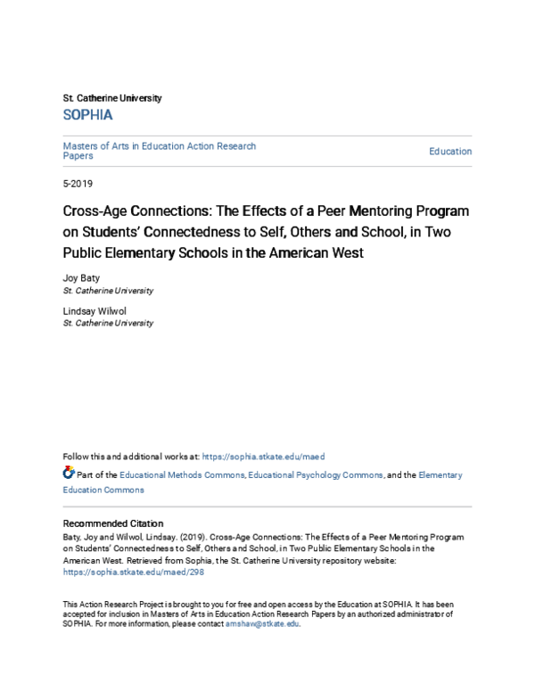 (PDF) Cross-Age Connections: The Effects of a Peer Mentoring Program on ...