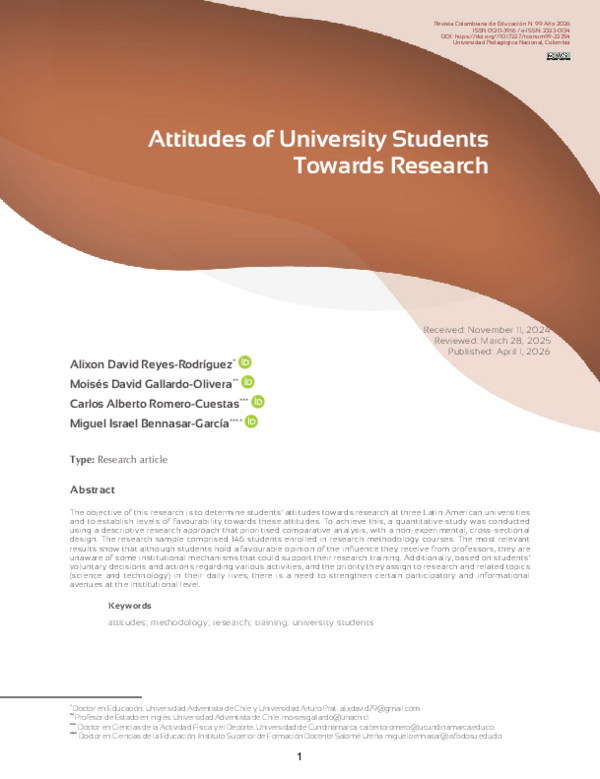 (PDF) Attitudes of University Students Towards Research