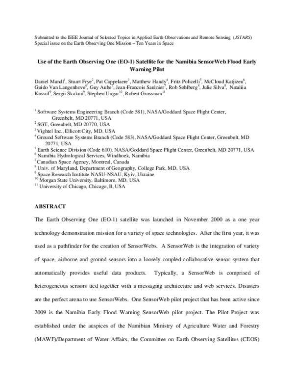 (PDF) Use of the earth observing one (EO-1) satellite for the namibia ...