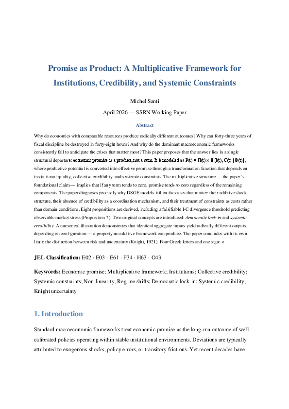 (PDF) Promise as Product: A Multiplicative Framework for Institutions ...