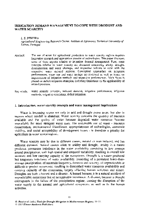 (PDF) Irrigation Demand Management to Cope with Drought and Water Scarcity