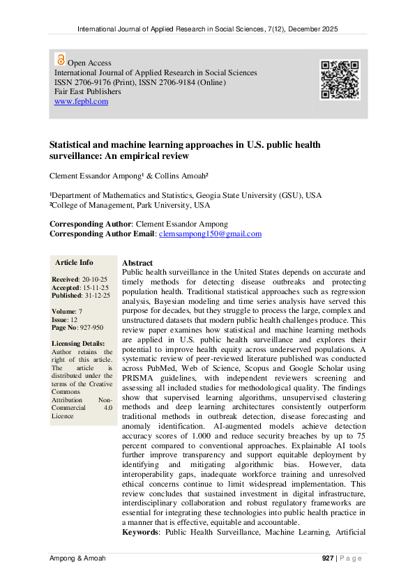 (PDF) Statistical and machine learning approaches in U.S. public health ...