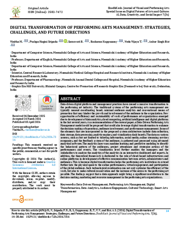 (PDF) DIGITAL TRANSFORMATION OF PERFORMING ARTS MANAGEMENT: STRATEGIES ...
