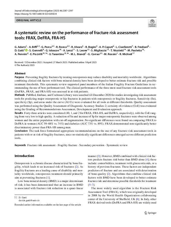 (PDF) A systematic review on the performance of fracture risk ...