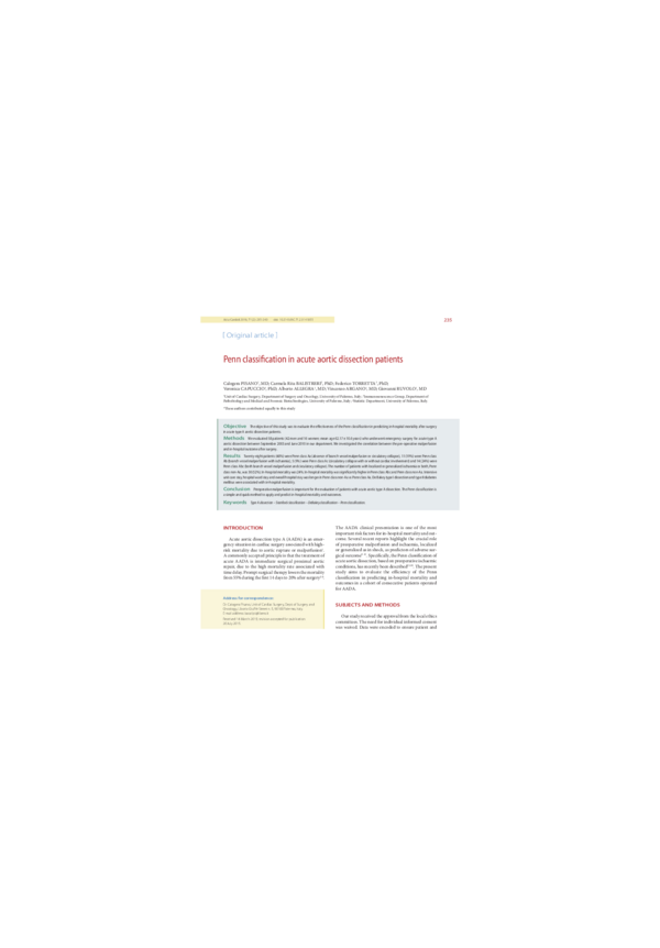 (PDF) Penn classification in acute aortic dissection patients