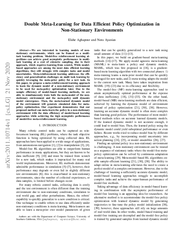 (PDF) Double Meta-Learning for Data Efficient Policy Optimization in ...