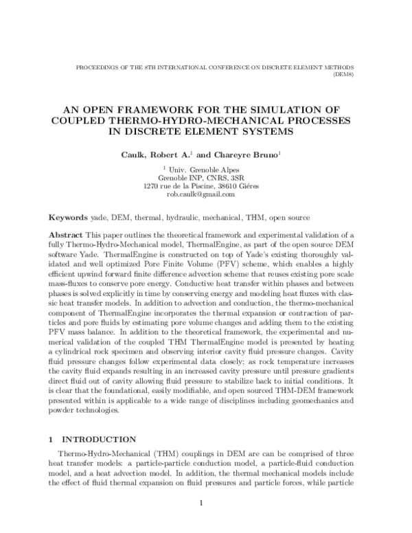 (PDF) An Open Framework for the Simulation of Coupled Thermo-Hydro ...