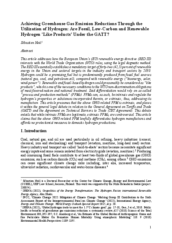 (PDF) Achieving Greenhouse Gas Emission Reductions Through the ...